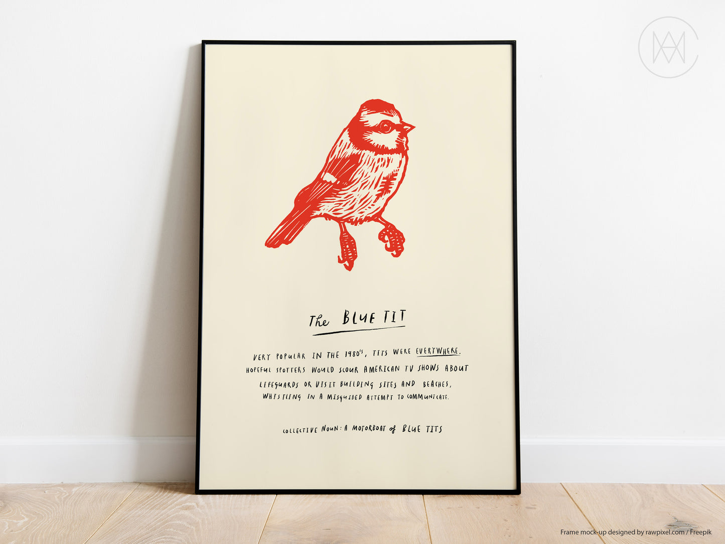 Linocut Blue Tit-Digital Download Print