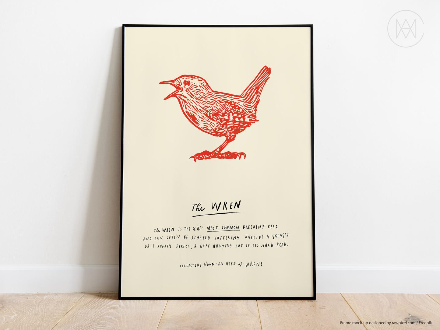 Linocut Wren-Digital Download Print
