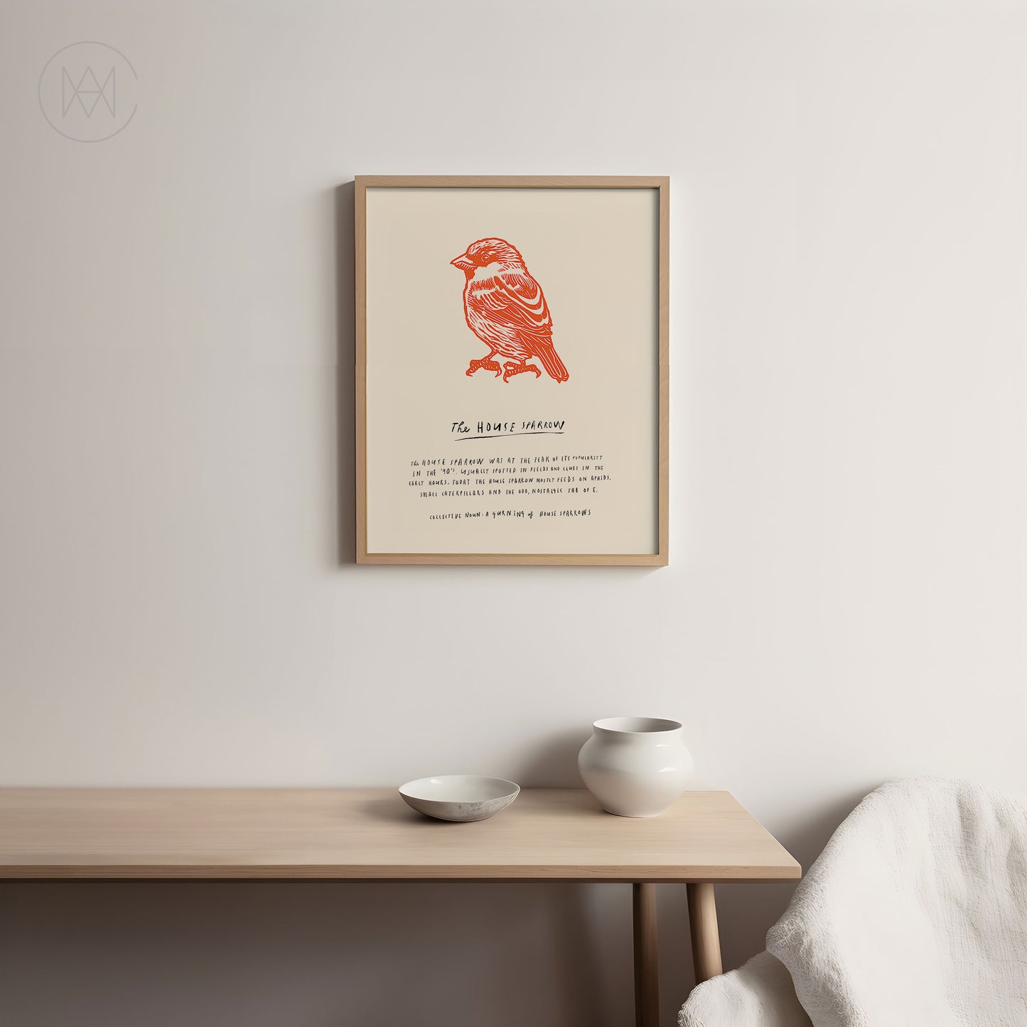 Linocut House Sparrow-Digital Download Print