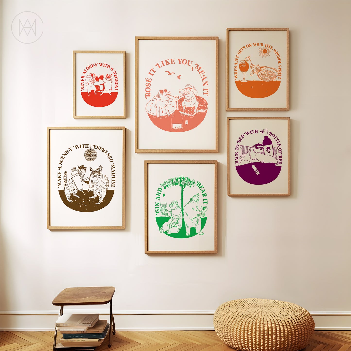 Retro Cocktail Print-Rosé-Digital Download