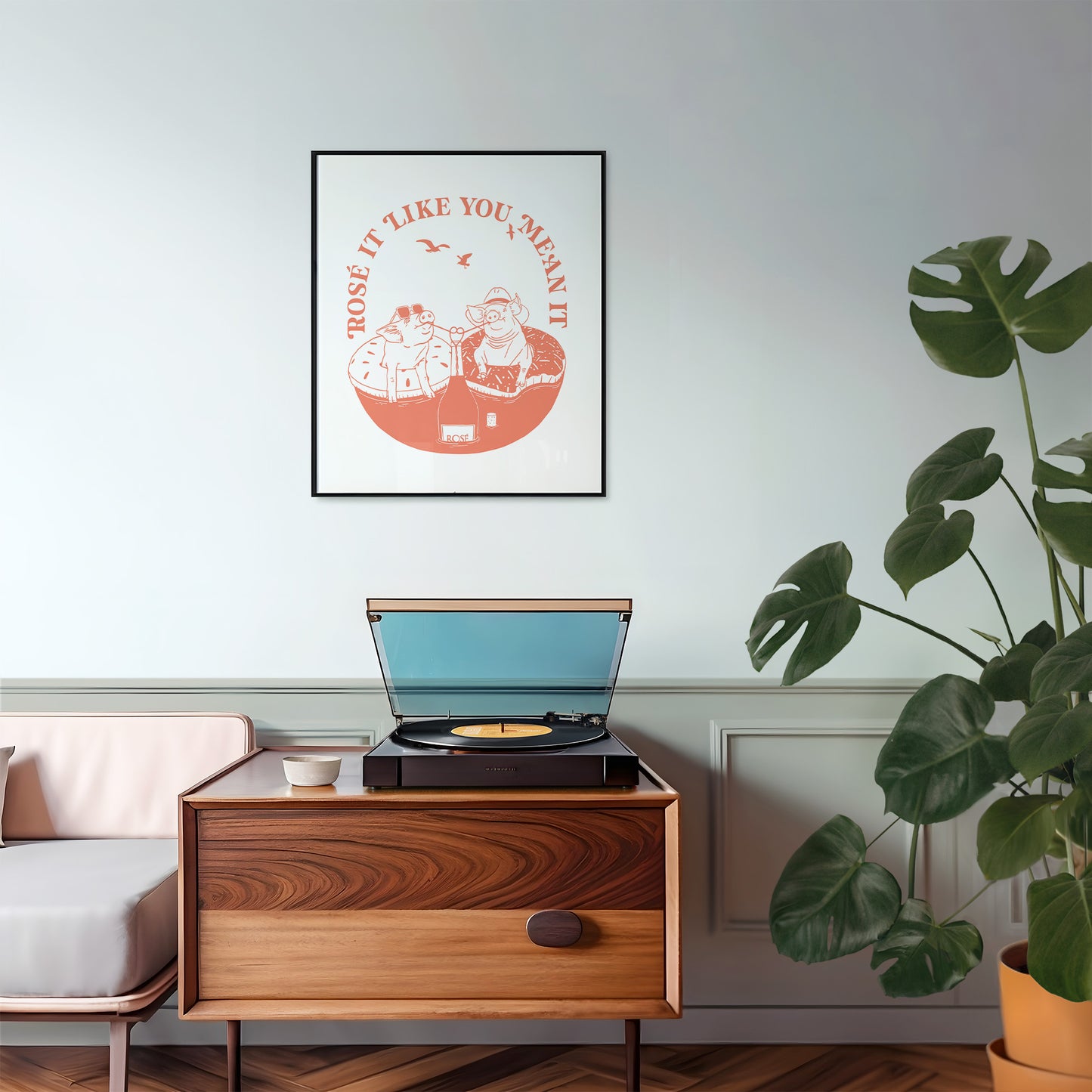 Retro Cocktail Print-Rosé-Digital Download
