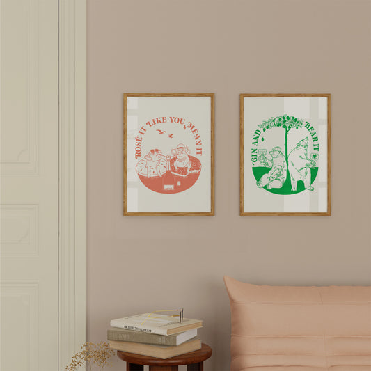 Retro Cocktail Print-Rosé-Digital Download