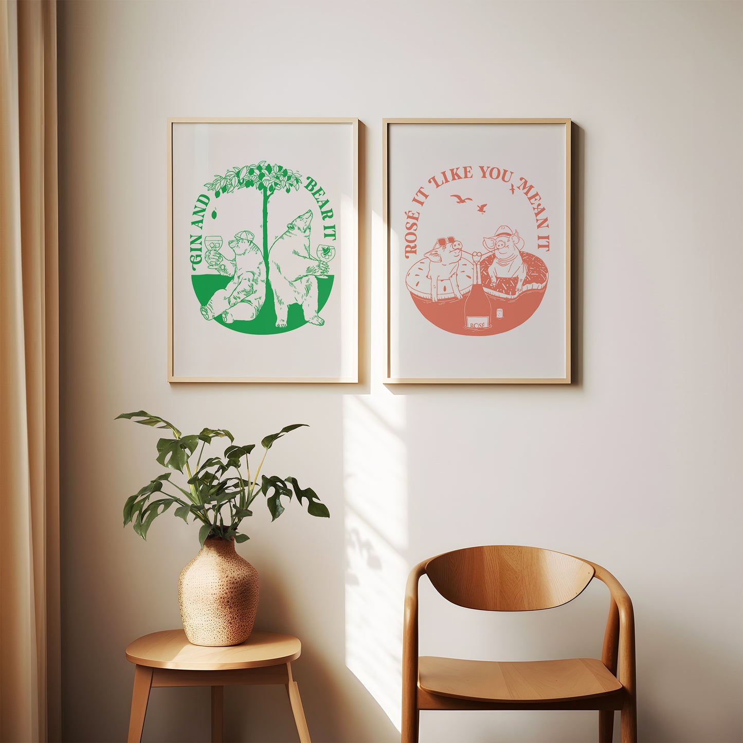 Retro Cocktail Print-Rosé-Digital Download