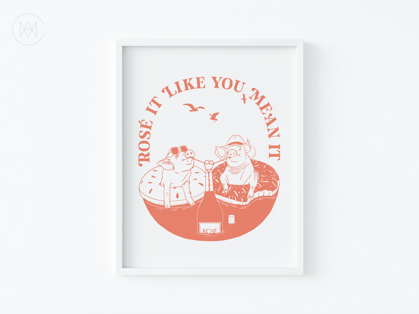 Retro Cocktail Print-Rosé-Digital Download