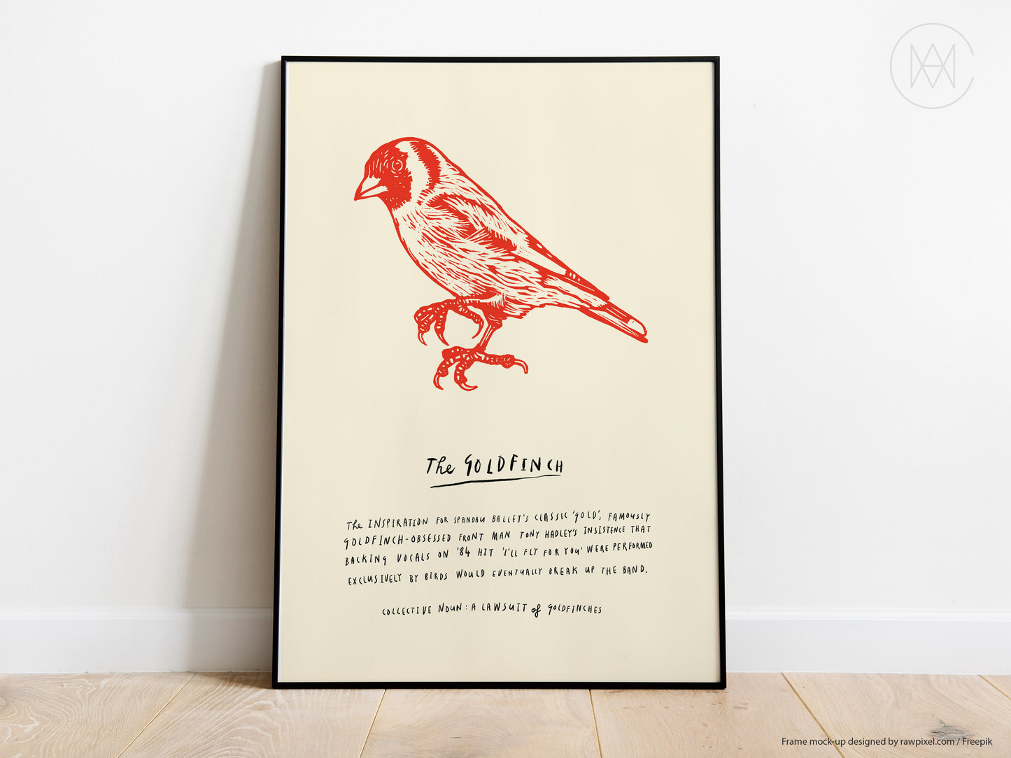 Linocut Goldfinch-Digital Download Print